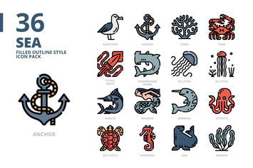 Sea Filled Outline Style Icon Set