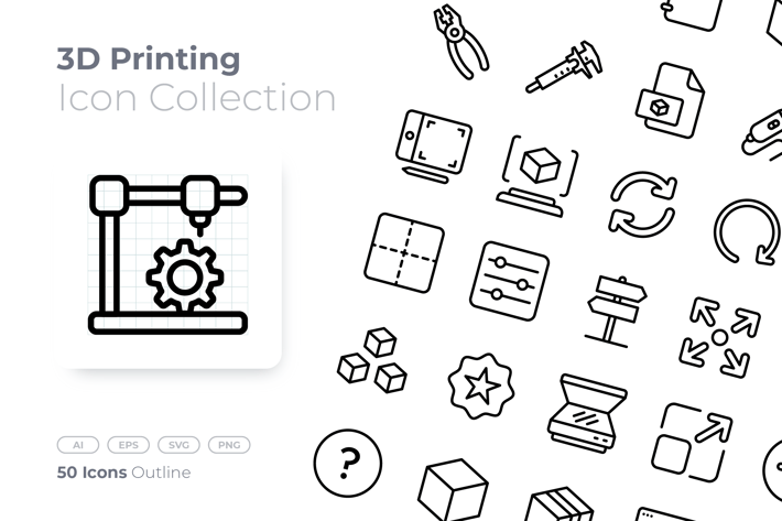 3D Printing Outline Icon