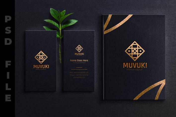 Book and Business Card Package Mockup
