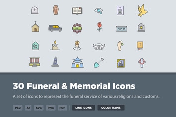 30 Funeral & Memorial Icons