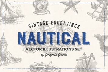Nautical Engraving Illustration Set