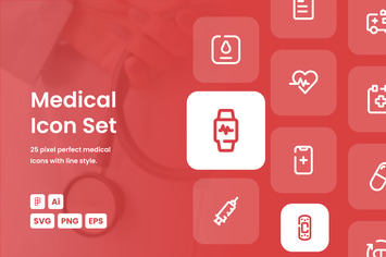 Medical Dashed Line Icon Set