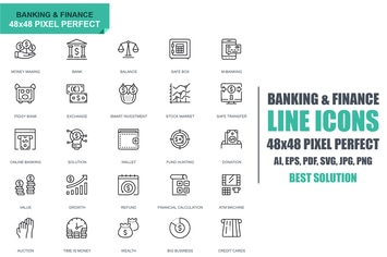 Simple Set Banking and Finance Line Icons