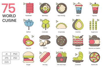 75 World Cuisine Icons