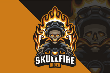 Skull Fire Rider Mascot Logo