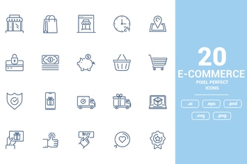 Flat line icons design - E-commerce
