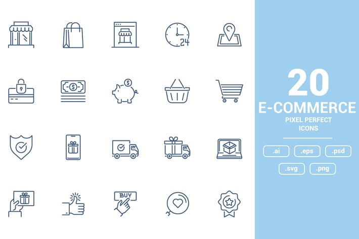 Flat line icons design - E-commerce