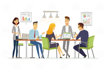 Business Discussion - vector cartoon illustration