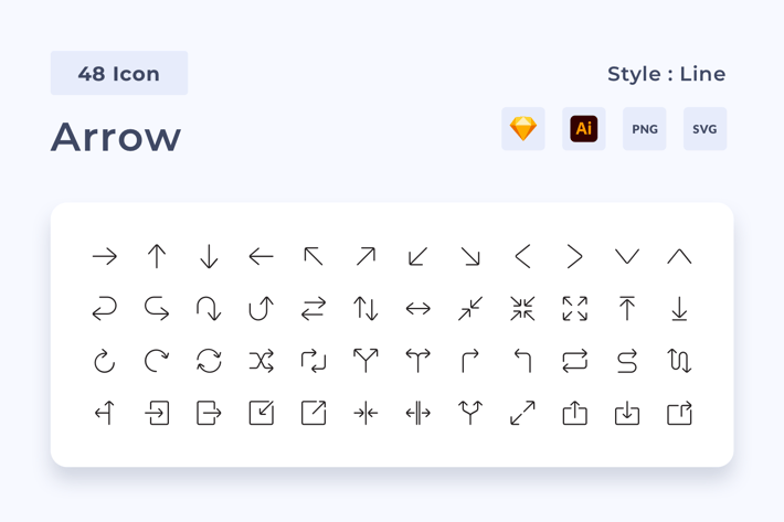 48 Arrow Black Line Style Icon Pack