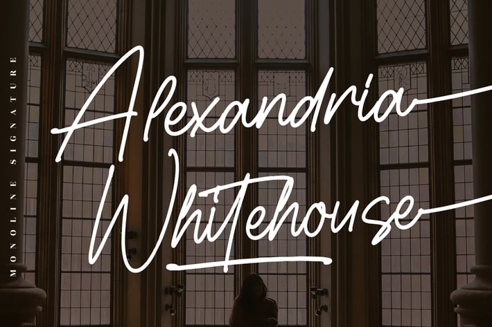 Alexandria Whitehouse Monoline Signature Font