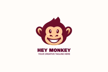 Smiling Monkey Mascot Character Logo Template