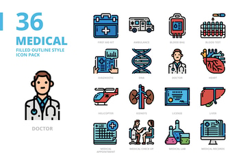 Medical Filled Outline Style Icon Set
