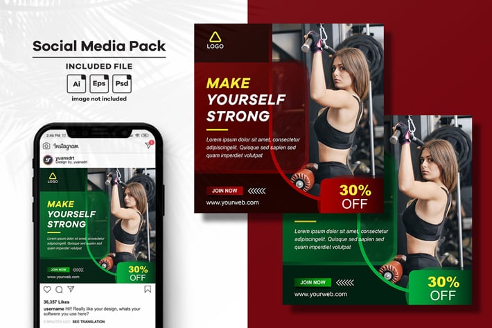Fitness Training Social Media Post Template