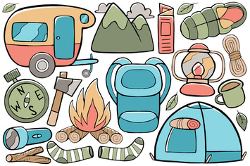 Camping Doodle Vector #01