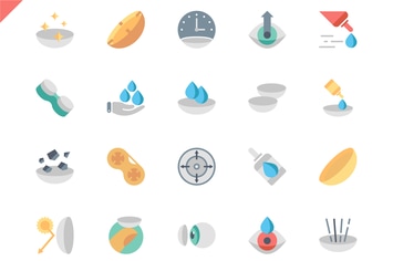 Simple Set Eye Lens Flat Icons