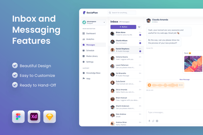 Inbox and Messaging Features UI Template