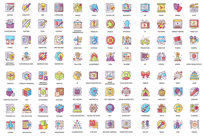 Business Flat Line Icons Pack