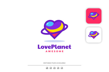 Love Planet Color Mascot Logo