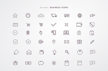 42 Minimal Business Icons Collection