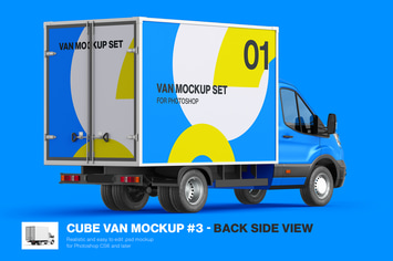 Cube Van Mockup 03 - Back Side View