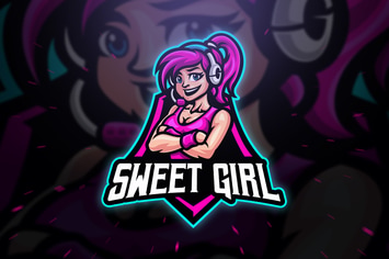 Sweet Girl Sport and Esport Logo Template