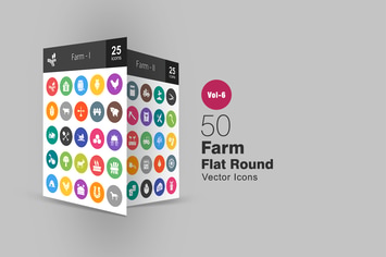 50 Farm Glyph Multicolor BG Icons