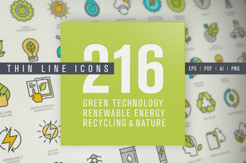 Set of Thin Line Icons for Green Technology