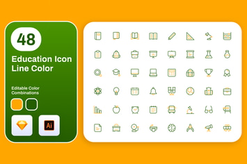 Education Icon Line Color 