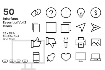 50 Interface Essential Icons Vol 2 - Line