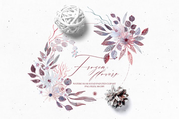 Watercolor floral set - Frozen Flowers