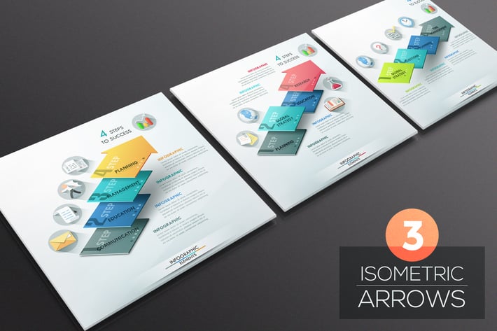 3 Isometric Infographic Arrows