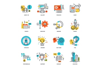 Set of Flat Line Design Icons