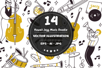 Kawaii Jazz Music Doodle Set