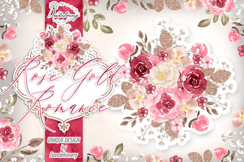 Watercolor Rose Gold Romance design