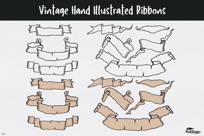 Vintage Hand Illustrated Ribbons