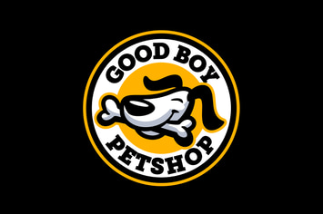 Cartoon Dog & Bone Emblem Logo