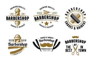 Retro Set of Barbershop Emblem Logo Badge