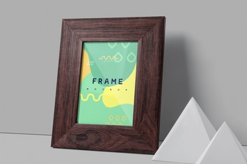 Small Portrait Wooden Picture Frame Mockups