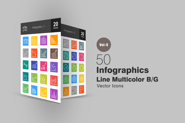 40 Infographics Line Multicolor Icons