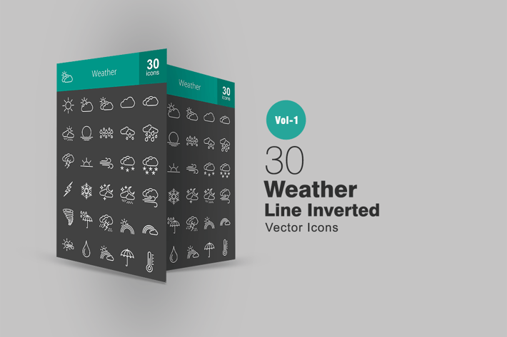 30 Weather Line Inverted Icons