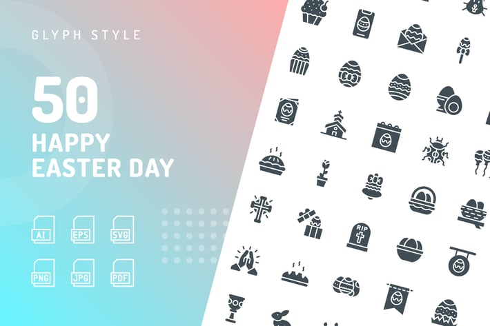 Happy Easter Day Glyph Icons