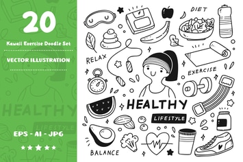 Kawaii Exercise Doodle Set