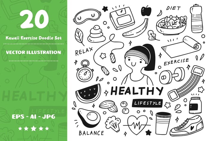 Kawaii Exercise Doodle Set