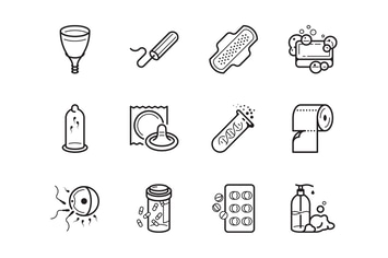 Gynaecology and hygiene icon set