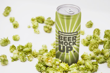 Perspective 16oz Beer Can Mockup