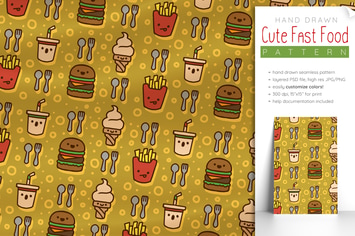 Fast Food Pattern (Cute Seamless Food Pattern)
