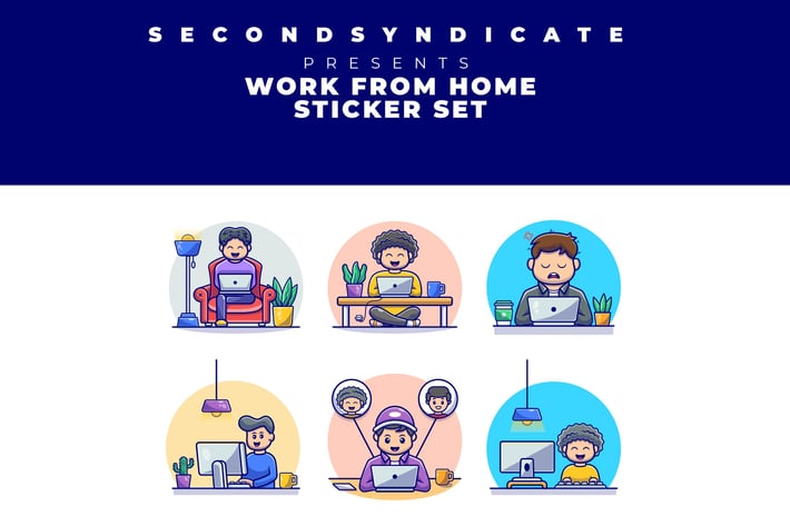 WORK FROM HOME STICKER SET
