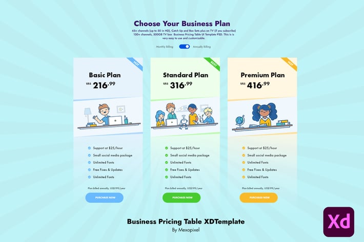 Business Pricing Table XD Template 