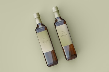 Two Olive Oil Bottle Mockup