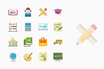 Flat Education Icons - Set 1